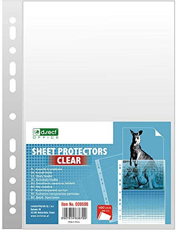 D.RECT Prospekthüllen A4 Glasklar – 55 Mikron – 100 Stück – Klarsichthüllen für Dokumente – Sichttaschen mit Universallochung – Dokumentenhüllen für Ringordner