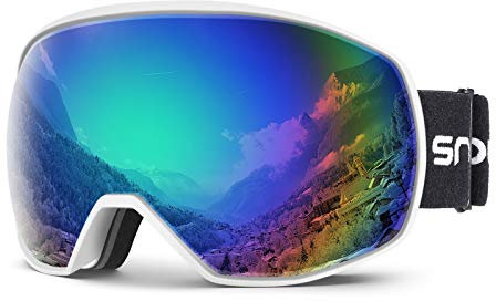 Skibrille Damen und Herren Snowboardbrille Doppel-Objektiv OTG UV400 Schutz Anti-Beschlag Winddicht Ski Schutzbrille Helmkompatibel für Skifahren Motorrad Fahrrad Skaten