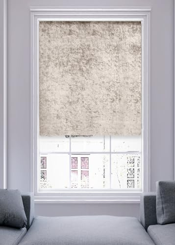 Lister Cartwright Crushed Velvet Roller Blinds for Windows – Taupe (60 x165 cm) - Easy Fit, Cut to Size, Thermal Insulated, Modern Window Blind with Child Safety Fixing