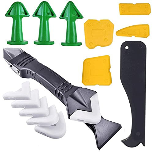 GJXJY Outils de Calfeutrage en Silicone Kit, Buse de Calfeutrage DOutil de Dissolvant de Mastic, avec Dissolvant Silicone Joint 3 en 1 pour Salle de Bain Cuisine Coin de Sol