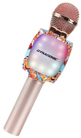 DYNASONIC Karaoke-Mikrofon, Bluetooth, Spielzeug für Jungen und Mädchen, kabellos, Karaoke-Mikrofon, tragbar, mit LED-Lichtern für Kinder, originelle Geschenke für Kinder (DM-05 Gold)