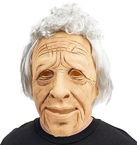 CreepyParty Maschera da uomo anziano, realistica, in lattice umano, per Halloween, carnevale, feste in costume