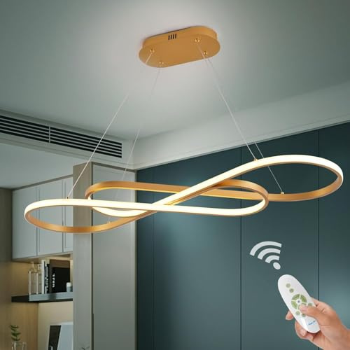 Candelabros LED Dorados para Lámpara de Comedor, Lámpara Colgante LED Moderna, Iluminación de Isla de Cocina, Lámpara Sobre Mesa, Lámpara Colgante de Altura Ajustable Regulable, Colgante de Techo