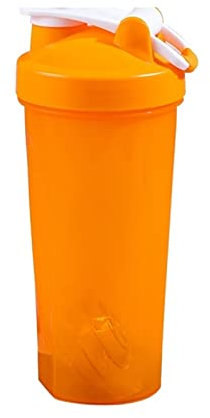 GraSky 600ml Protein Shaker Bottle - Vibrant Orange Sports Shaker with Scale - Portable Gym Water Bottle