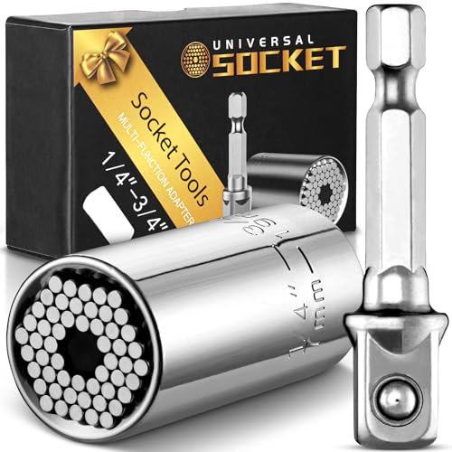 EffektWerk Universal-Steckschlüssel-Werkzeug mit Bohrmaschinen-Adapter – multifunktionales Steckschlüssel-Adapter-Set – robust mit 54-poligem federbelastetem Mechanismus und CR-V-Stahl.