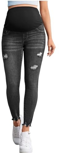 YASHANG Jeans Skinny Jeans,FüR Schwangere Schwangerschafts Jeans, Lang Umstandshose Jeans,Hose Destroyed Jeans,Maternity Jean,Denim Leggings,FüR Umstands Jeans