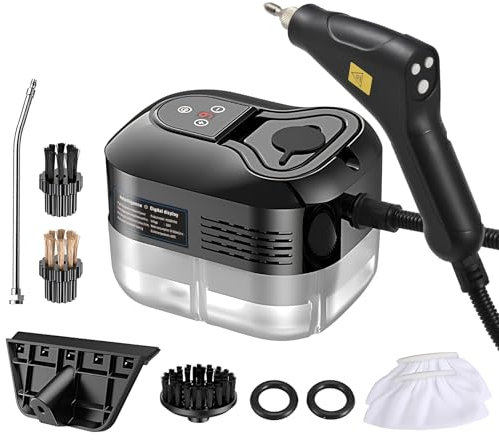 Irishom 1500 W tragbarer Dampfreiniger, verbesserte Griffkontrolle | Touchscreen | 6 einstellbare Stufen | 1200 ml Wassertank, Vaporizer für Tiefenreinigung