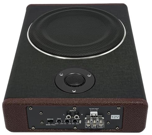 Hydrangeary Car Subwoofer Audio Box, Car Under Seat Slim Amplifier Subwoofer Stereo, 600W, for Car Underseat Backrest Installation, for Most Kinds of Vehicles, Black, 14.57 * 9.84 * 3 in