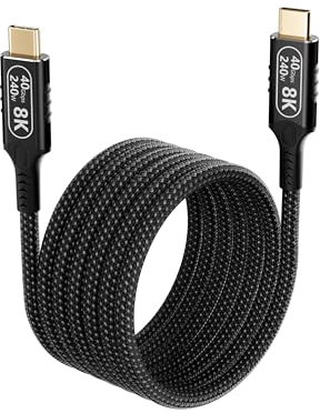cable usbc c usb c Compatible avec thunderbolt 4 et Thunderbolt 3 long 3 m,usb 4 male to male cable 40Gbps Data Transfer,charge rapide 240W,type c 8K HD vidéo pour Moniteur,Dock,Smartphone,Hub,SSD.