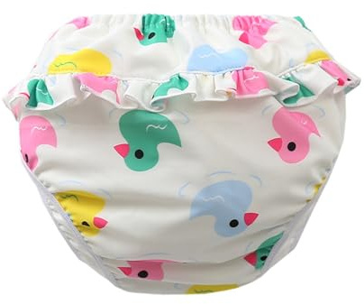 Pañales Agua, Bañador Pañal Bebe Niño Niña Reutilizable, Lavables Pantalones Bañadores Protección UV, Pañales de Agua Bebé para Nadar con Estampado de Lindo, Pantalones de Entrenamiento Natación