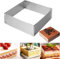 UQMIQURA Backrahmen Rechteckig Verstellbar 15-28 cm, Edelstahl Tortenring Eckig Hoch 5 cm, Tortenring Backrahmen Tortenrahmen, Rechteckiger Tortenring Kuchen Zum Backen Dekorieren Backblech Umrandung