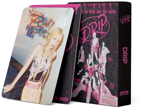 AMLHTY 55 st Kpop-kort, BABYMONSTER DRIP-foton, DRIP, nytt album, kort, BABYMONSTER minivaror, fotokort, set Kpop hälsningskort, postkort för fans