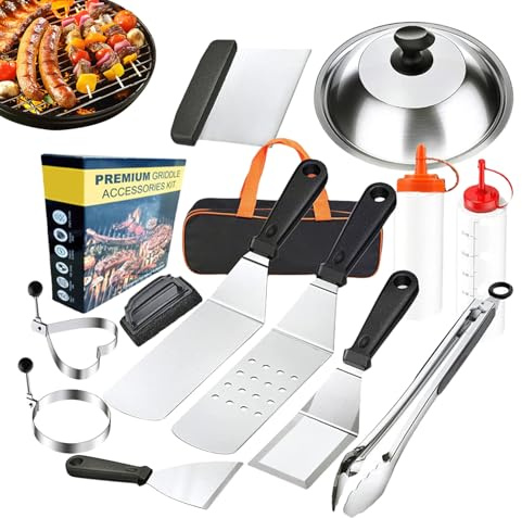 Grillset | Tillbehör Praktiska Grillverktyg, Bärbara och Robusta Köksredskap i Rostfritt Stål för Grönsaker, Camping, Trädgård, Kräftor och Kött