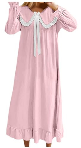 2026 Camisones largos de satén de manga larga para mujer con lazo, ribete de encaje en la muñeca estilo para rodilleras camisón de mujer estampado