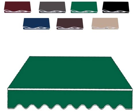 11,5x10 fot infällbart solskydd markisöverdrag ersättning uteplatsmarkis ersättning tyg utomhus solskydd kanvas, blå svart kaki (grå, 2,5x2 m/8x6,5 fot)(Green,4x3m/13x10ft)