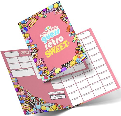 Fundraiser Hero Retro Sweet Fundraising Scratch Card. A4 Size - 50 Names - Double Sided 330gsm Card
