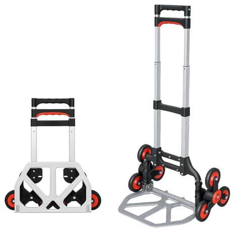 Paluplus Carrello Portapacchi per SCALE Pieghevole in ALLUMINIO con Portata 70 Kg, misura 51x41x99,5 cm, Manico Telescopico, Sistema a 6 Ruote, Montacarichi adatto per Salire Scale -5318F -4,2