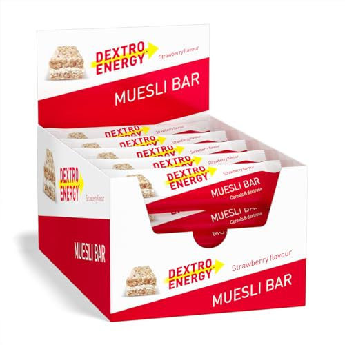 DEXTRO ENERGY MÜSLIRIEGEL ERDBEERE - 25x35g (25er Pack) - Leckerer Getreideriegel als Alternative zum Schokoriegel, zur schnellen und langanhaltenden Kohlenhydratversorgung