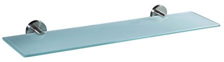 Ambrosya - Ablage aus Edelstahl und Glas - Wandregal Badablage Duschregal Badregal Glasablage Wand Bad (Edelstahl (Gebürstet), 50 cm x 12 cm)