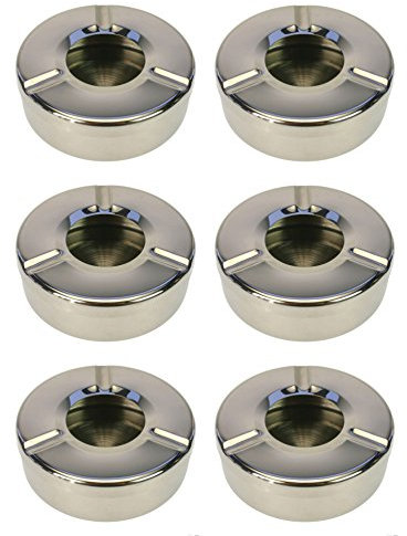 Aschenbecher Ascher Sturmaschenbecher Windaschenbecher Rund Edelstahl 6 Stück