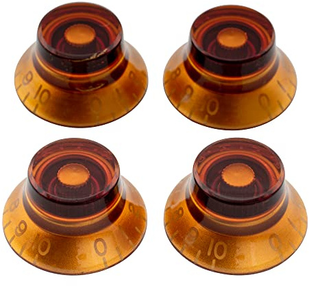 Musiclily Pro Inch Size Boutons Top Hat Bell Knobs pour Guitare électrique Style USA Les Paul, Ambre (Lot de 4)