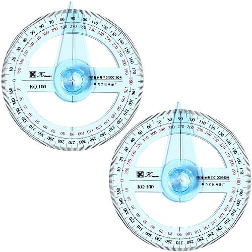 Toyvian - Transportador de ángulos de 360 grados con brazo giratorio para estudiantes de escuela primaria (2 unidades)