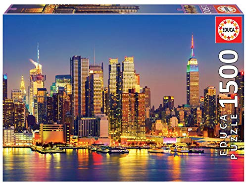 Educa 18466, Manhattan bei Nacht, 1500 Teile Puzzle für Erwachsene und Kinder ab 12 Jahren, New York, USA