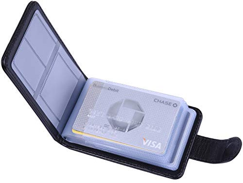 Wisdompro Kreditkartenetui RFID Schutz, Kartenetui f¨¹r 20 Karten und 6 Speicherkarte/M¨¹nzen (Schwarz)