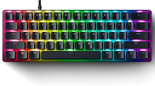 Razer Huntsman Mini (Red Switch) - Kompakte 60% Gaming Tastatur (Lineare Optische Switches, Doubleshot PBT-Tastenkappen, Abnehmbares USB-C Kabel) QWERTY US-Layout | Schwarz