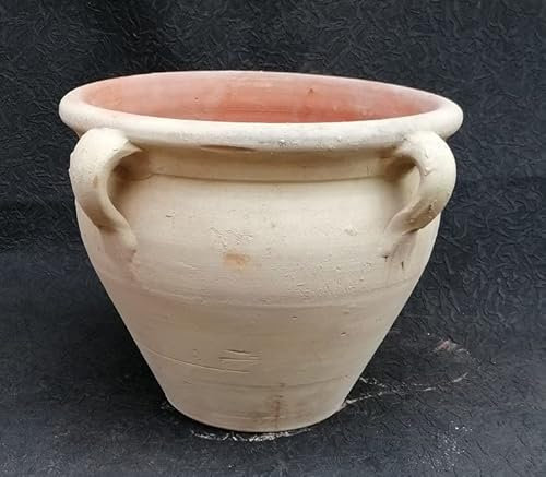 B-Ware ! Rustikaler leicht rötlicher Blumentopf echt Terrakotta ca.27 cm Außendurchmesser, Blumenkübel für Garten und Wohnung Terracotta kein Kunststoff, Blumen Mediterran