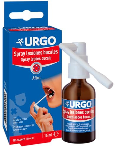 Urgo - Aftas Spray - Tratamiento para aftas, llagas y pequeñas heridas bucales con Ácido Hialurónico, Alivio y cicatrización de las llagas bucales - Spray de 15 ml