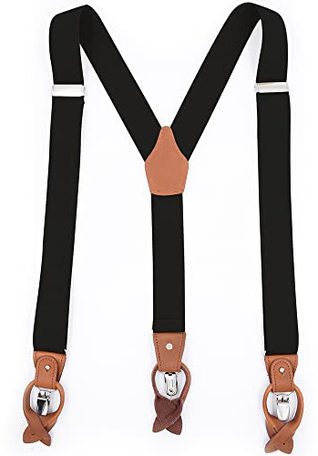 YYKSYDPT Bretelle per uomo pantaloni con clip e bottoni molto resistenti 35 mm di larghezza, stile Y regolabile, bretelle convertibili in pelle