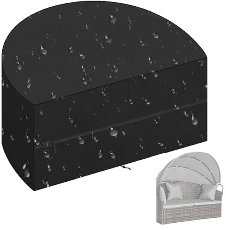 Abdeckung für Terrassenloungesessel, Abdeckung für Terrassenliege, Staubschutz, UV-Schutz, halbrunde Abdeckung für Sonneninsel, Schutz für Gartenmöbel, bedeckt
