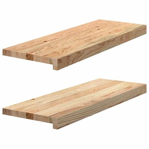 vidaXL Fensterbänke 2 Stk. Unbehandelt 70x25x2 cm Massivholz Eiche, Fensterbrett, Holz Treppenstufe, Holz Fensterbrett, Fensterbank Eichenholz