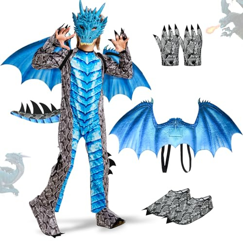 Ulikey Drakdräkt för barn, pojke, karneval, för barn, pojke, drakdräkt, drakvingar, drakmask, halloween, karneval, för pojke, cosplay