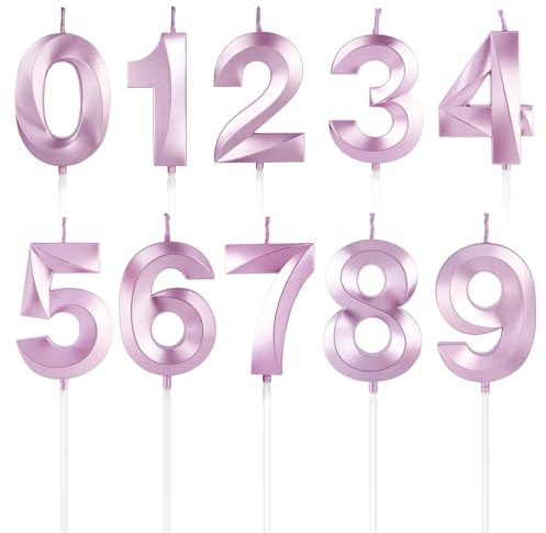 BEAN LIEVE Velas numéricas de cumpleaños – Velas numéricas para tartas de cumpleaños con número 0-9 utilizadas para decoración de tartas en fiestas(Oro rosa)