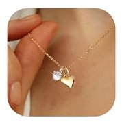 LOLIAS Kette Gold Damen Halskette Damen Vergoldet Goldkette Damen mit Herz Anhänger Herzkette Goldene Charm Kette Damen Gold Schmuck