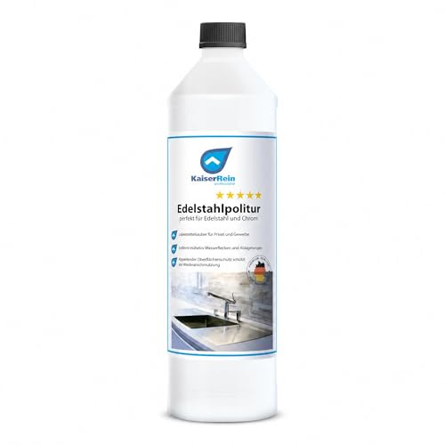 KaiserRein Edelstahlreiniger & Edelstahlpolitur, Polierpaste für Edelstahl und Chrom mit Abperleffekt, entfernt Wasserflecken, streifenfreier Glanz in der Küche, lebensmittelsauber, 250 ml