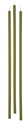 Cereria Di Giorgio - 12 Candele Stelo - Diametro 0.9 cm Altezza 37 cm - Colore Verde muschio - Durata 3 ore - Non profumate