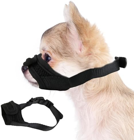 Museruola anti-morso per cani di piccola taglia, leggera e regolabile in nylon anti-abbaio per Chihuahua, Yorkshire Terrier, Maltese, Pomerania, Dobermann (XS)
