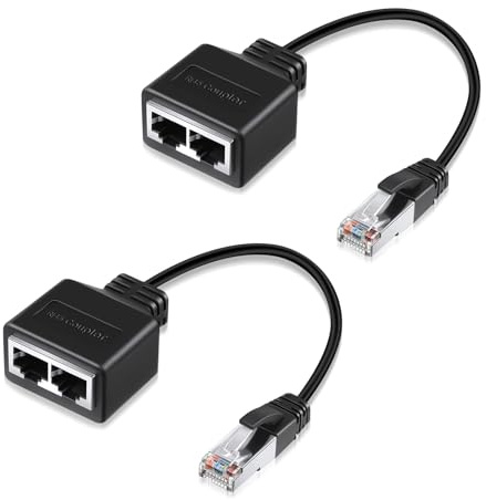 2 Pezzi RJ45 Adattatore Divisore Ethernet, Divisore RJ45, 1 Maschio a 2 Femmine Adattatore Cavo Compatibile con Cat5 Cat5e Cat6 Cat7, Connessione Stabile, Trasmissione Dati Senza Interferenze