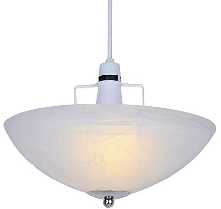 MiniSun | Traditional Alabaster Glass Uplighter Ceiling Light Shade with a Silver Chrome Gimble | Close-to-Ceiling Lights, Home Décor & Improvement Essential | 336mm Shade Width