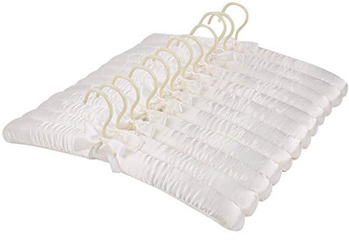 Tosnail 12 Pack Satin Padded Hangers, Foam Padded Hanger Dress Hangers - Ivory