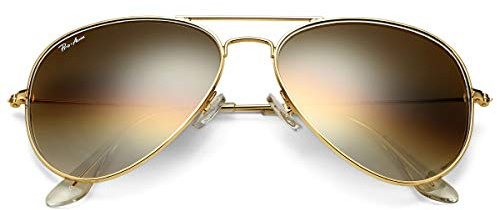 Pro Acme Classic Aviator Sunglasses for Women & Men Real Glass Lens Metal Frame UV400 Driver Sunglasses, 58 MM (Brown Gradient Mirrored/Glass/Non Polarized)