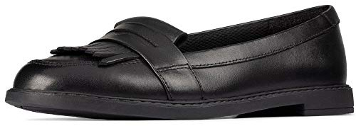 Clarks LoxhamBrogueY Childrens Black Pat, 6