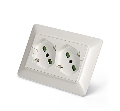 FANTON 42100-27 Multipresa universale da incasso OPERA/MTX doppia presa bipasso schuko 2P+T 16A precablata per scatola a 3 moduli