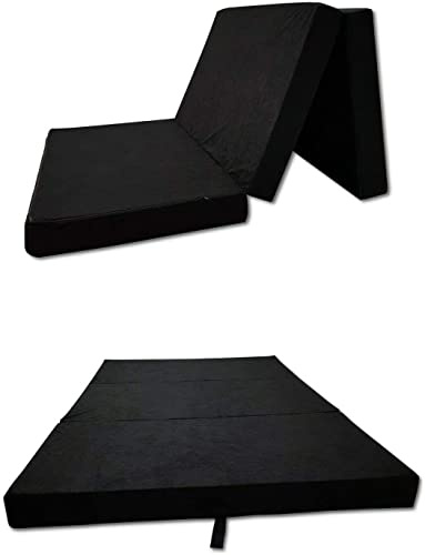Odolplusz Fällmadrass kompatibel med VW Caddy 3,4,5 | 3-delad vikbar madrass | 120 x 200 cm | sova i bilen (svart)