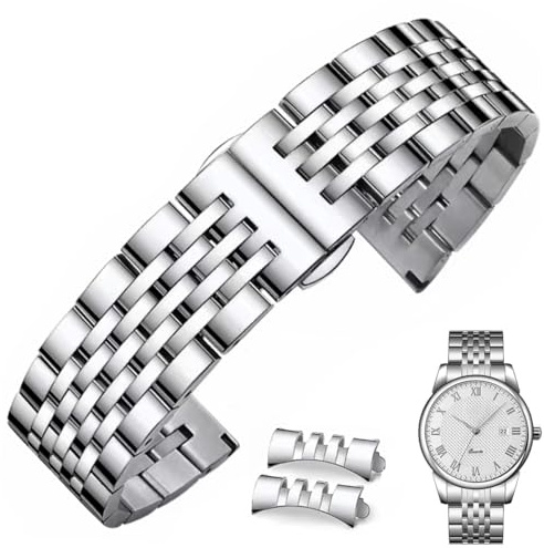 FOUUA Cinturino per Orologio in Acciaio Inossidabile con Estremità Dritta e Curva Cinturino per Orologio in Metallo Solido Premium 16mm 18mm 19mm 20mm 22mm per Uomo Donna