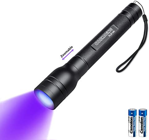 Geekhigh UV-Taschenlampe 395nm, Zoomable Pen Schwarzlicht Taschenlampe mit 2AA Batterie Ultraviolett-Taschenlampe Pet Urine Detektor für Katze Hund Flecken, Bettwanzen, Haushalt Toilette
