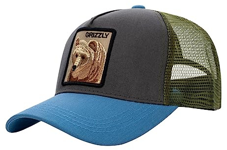 Mesh Trucker Caps for Men Women Summer Baseball Cap Breathable Trucker Hats Dad Hat Outdoor Sports Running Hats (Green-Bear)